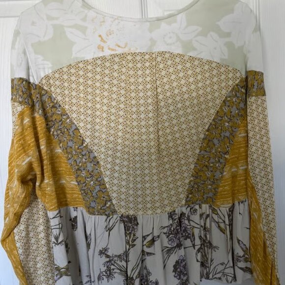 Free People Aloha State of Mind Yellow Floral Cropped Blouse Small - Picture 3 of 5